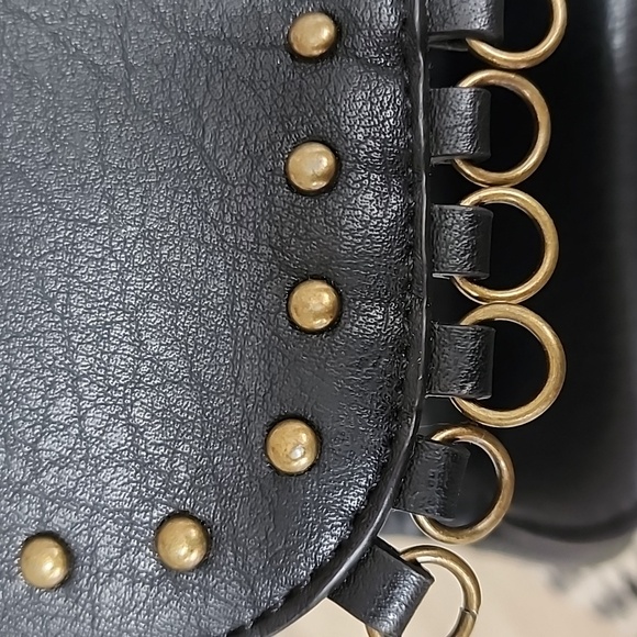 Hayden Harnett Women's Black Studded Leather Satchel Bag - Picture 2 of 12